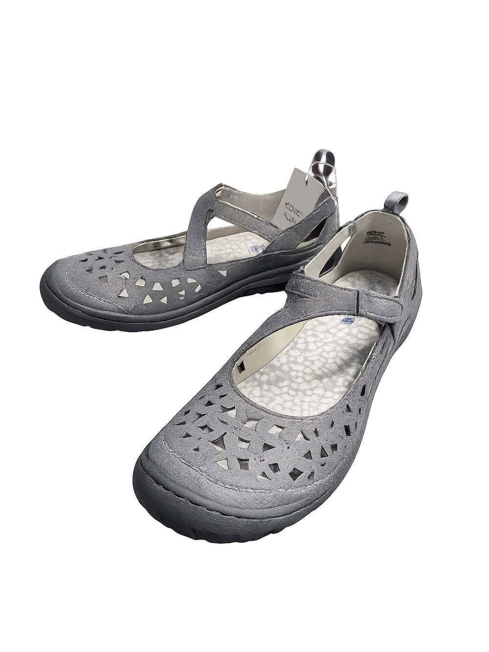 JBU by Jambu Bella Mary Jane Flats Gray Floral Cutout Comfort Shoes Women’s 8.5